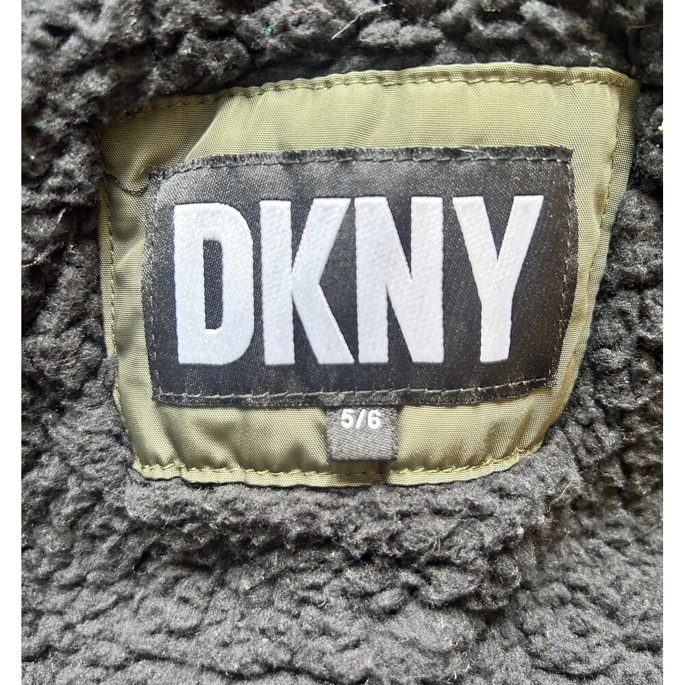 DKNY Olive Green Puffer Jacket Sherpa Lined Hooded Winter Coat - Picture 6 of 6